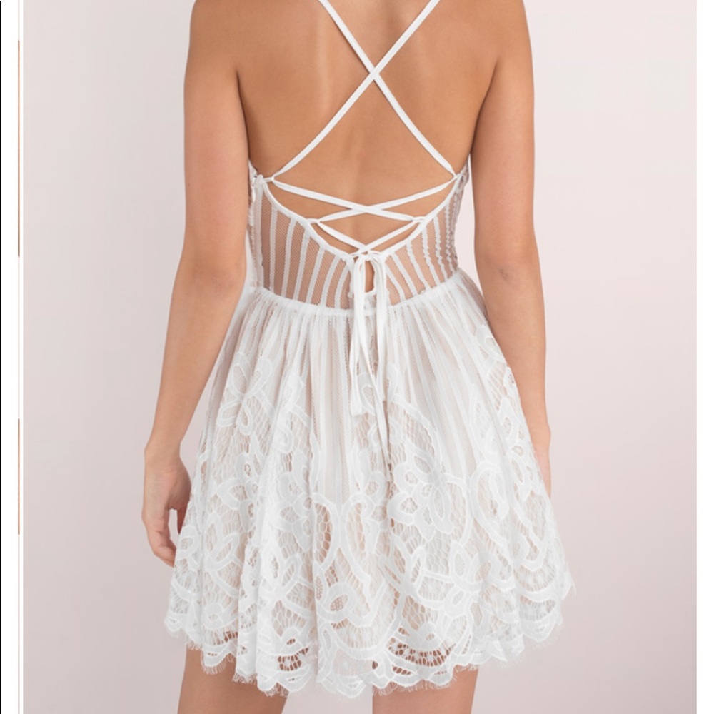 TOBI Sera white lace adjustable straps dress
